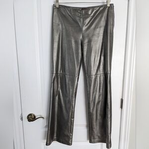 Danier real leather lined pants dark metallic color size 8 @c